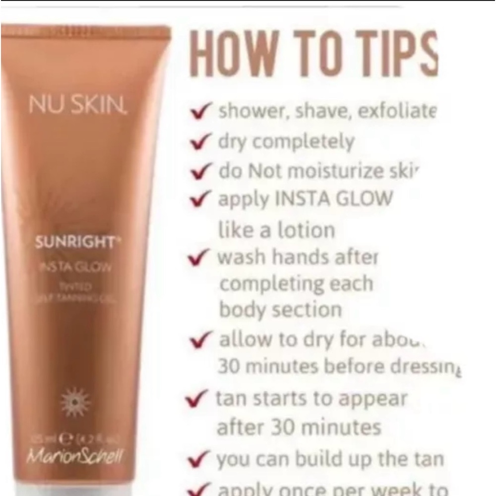 Sunright Instaglow sunless tanning gel by NuSkin! Award winning sunless tanner